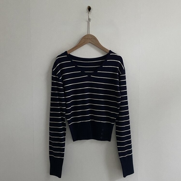 크림 단가라무지 트임 버튼 슬림 긴팔니트 10color