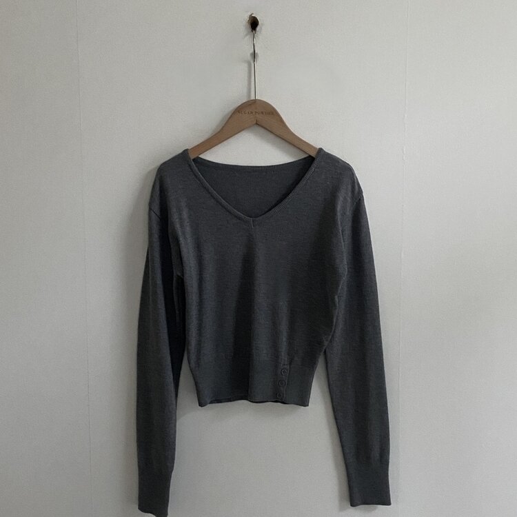 크림 단가라무지 트임 버튼 슬림 긴팔니트 10color