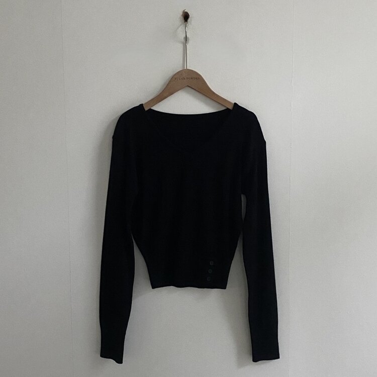 크림 단가라무지 트임 버튼 슬림 긴팔니트 10color