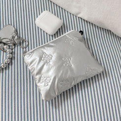 ファッション雑貨 シルバーリボンミニ化粧ポーチ SILVER