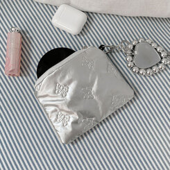 ファッション雑貨 シルバーリボンミニ化粧ポーチ SILVER