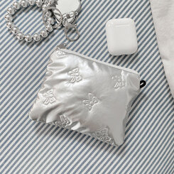 ファッション雑貨 シルバーリボンミニ化粧ポーチ SILVER