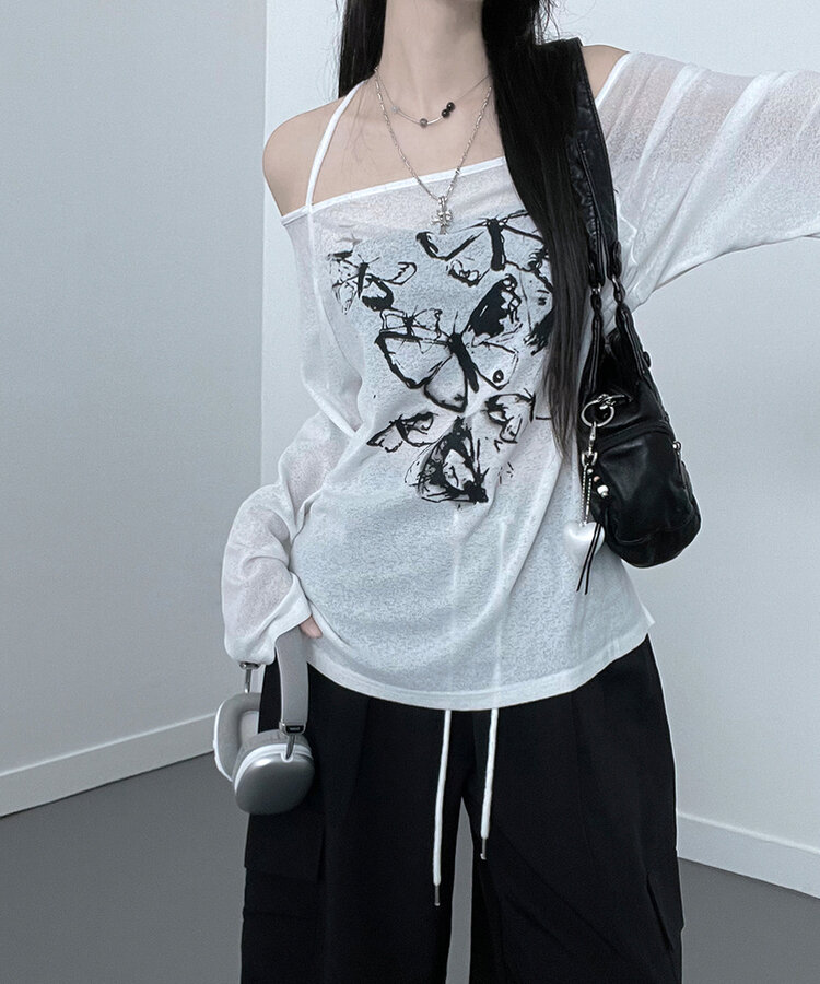 00's vintage goa ベージュ オフショルダー 長袖カットソー 24206_1.jpg