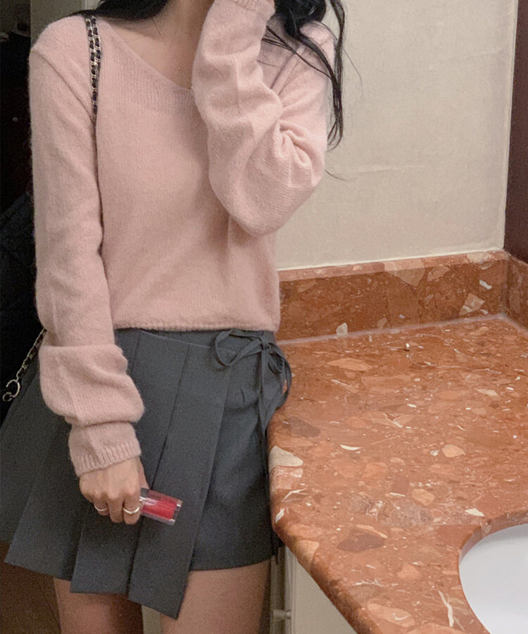 ミニスカート プリーツリボンパンツインミニスカート GRAY
