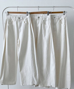 베러 사이드 핀턱 밑단 스냅 비조버튼 코튼 와이드핏 롱팬츠