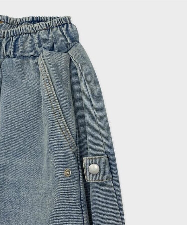 【SHORT/LONG 丈別】サイドスナップビンテージワイドデニムパンツ