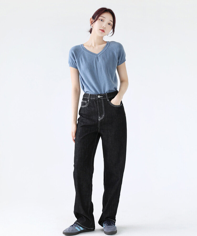 SJE9715 【BASIC/LONG 丈別】フィットデニムパンツ デニム - 66girls