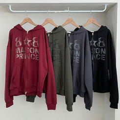 オーバーフィットレタリングツーウェイフードジップアップ