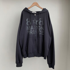 オーバーフィットレタリングツーウェイフードジップアップ