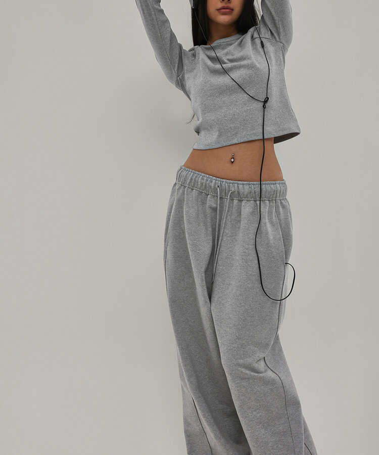 ヘビーセーターワイドツーウェイパンツ MELANGE GRAY