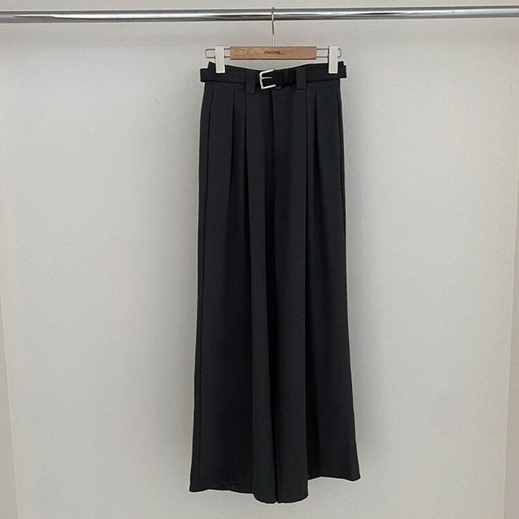 리스트 투핀턱 벨트 롱 와이드 슬랙스 팬츠