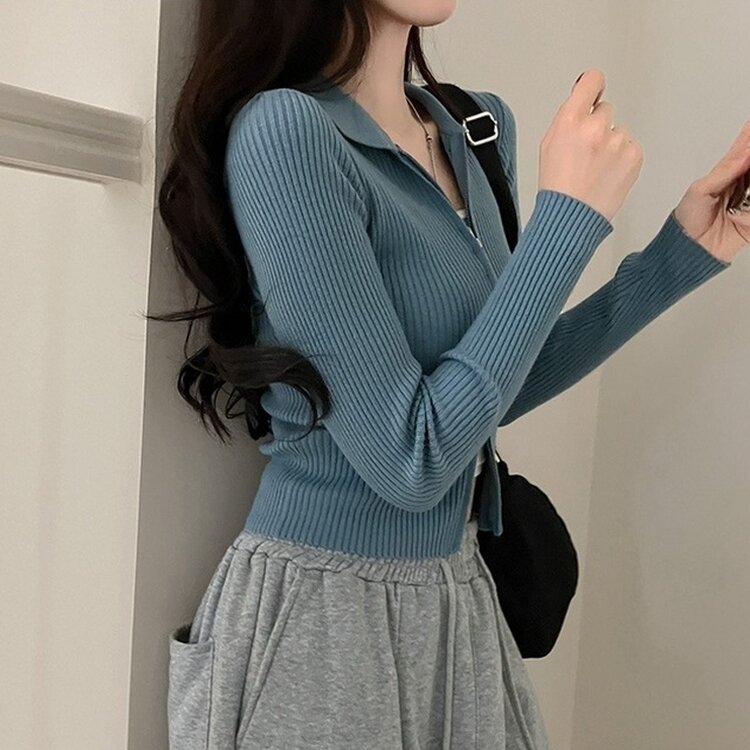 프레디 골지 카라 투웨이 긴팔 집업 블루