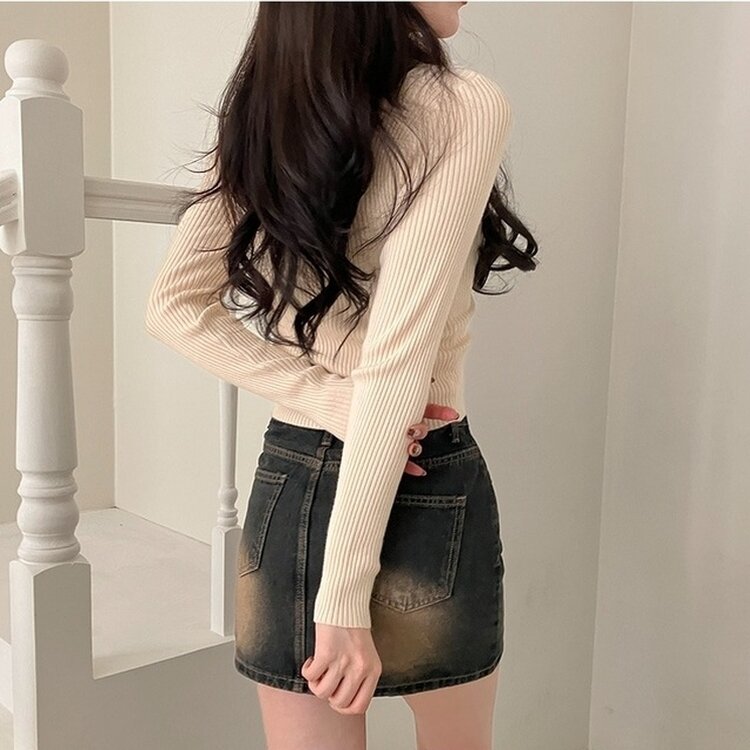 프레디 골지 카라 투웨이 긴팔 집업 베이지