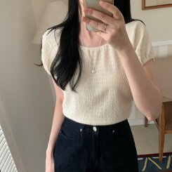 ブラウス ワッフルオフショルダーブラウス CREAM