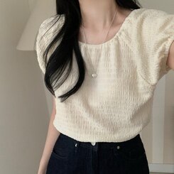 ブラウス ワッフルオフショルダーブラウス CREAM