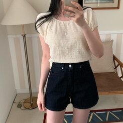 ブラウス ワッフルオフショルダーブラウス CREAM