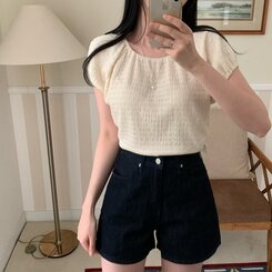 ブラウス ワッフルオフショルダーブラウス CREAM