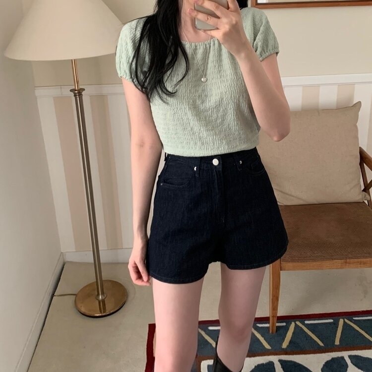 ワッフルオフショルダーブラウス MINT