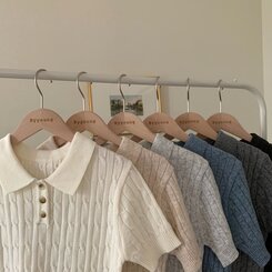 ニット カシミアミューカラ半袖ニット6色