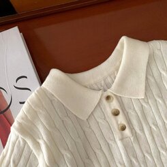 ニット カシミアミューカラ半袖ニット6色