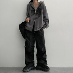 トーメンツーラインシャーリングツーウェイパンツ BLACK