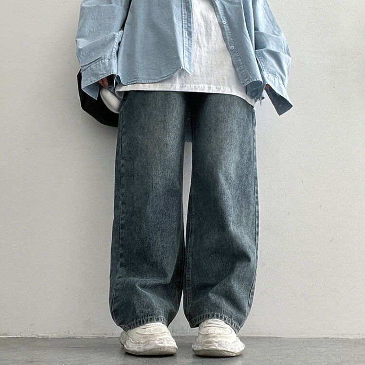 変形ワイドデニム unisex 中古】クロ KURO デニム 変形デニム ワイドストレート アシメ