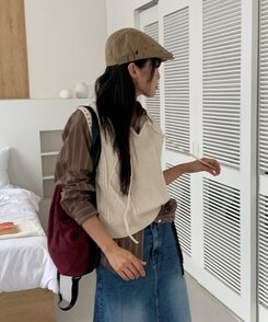 ファッション雑貨 コットンハンチングキャップベレー帽 BEIGE