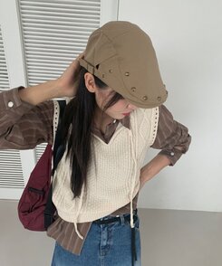 ファッション雑貨 コットンハンチングキャップベレー帽 BEIGE