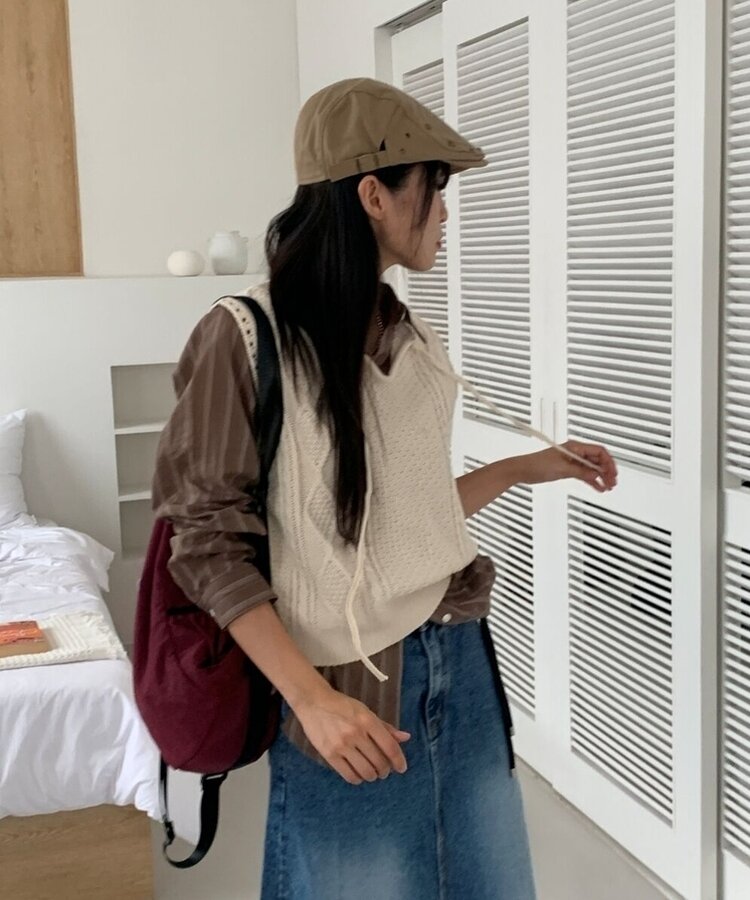 コットンハンチングキャップベレー帽 BEIGE
