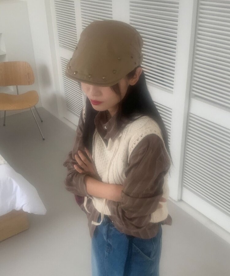 コットンハンチングキャップベレー帽 BEIGE