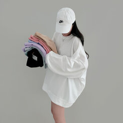 에브리데이 오버핏 무지 소프트 맨투맨 7color 화이트