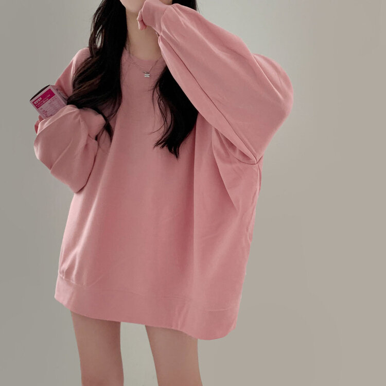 에브리데이 오버핏 무지 소프트 맨투맨 7color 핑크