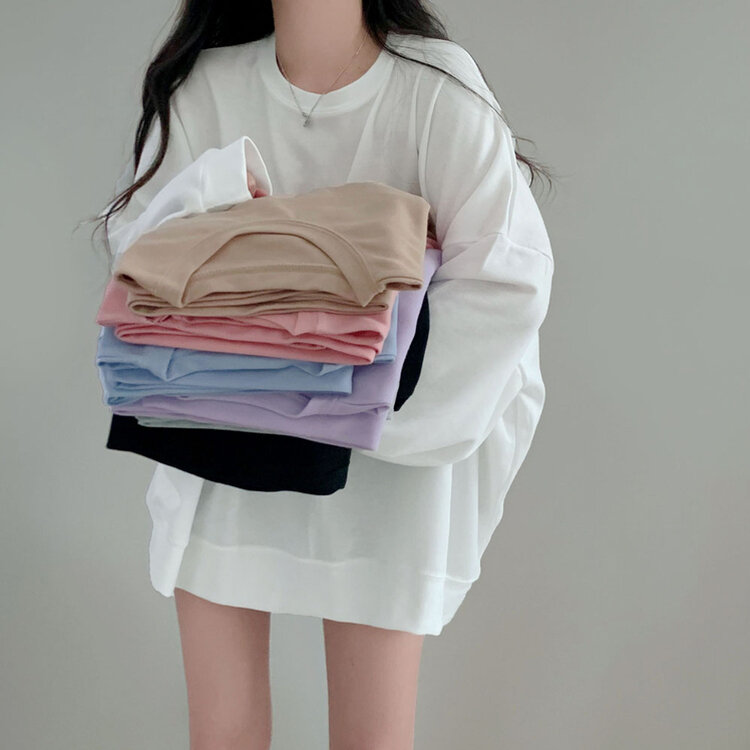 에브리데이 오버핏 무지 소프트 맨투맨 7color 화이트