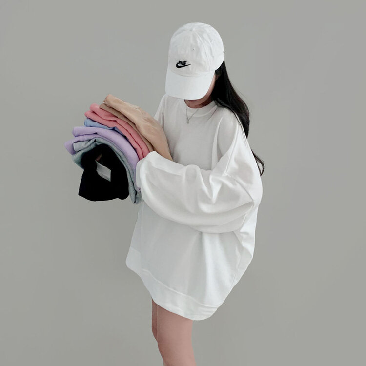 에브리데이 오버핏 무지 소프트 맨투맨 7color 화이트