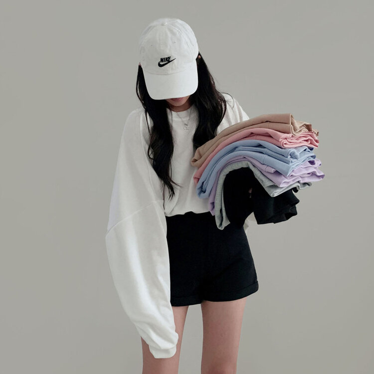 에브리데이 오버핏 무지 소프트 맨투맨 7color 화이트