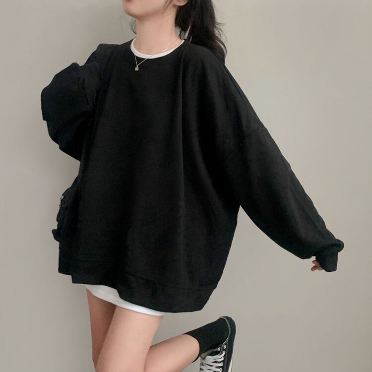 에브리데이 오버핏 무지 소프트 맨투맨 7color 블랙