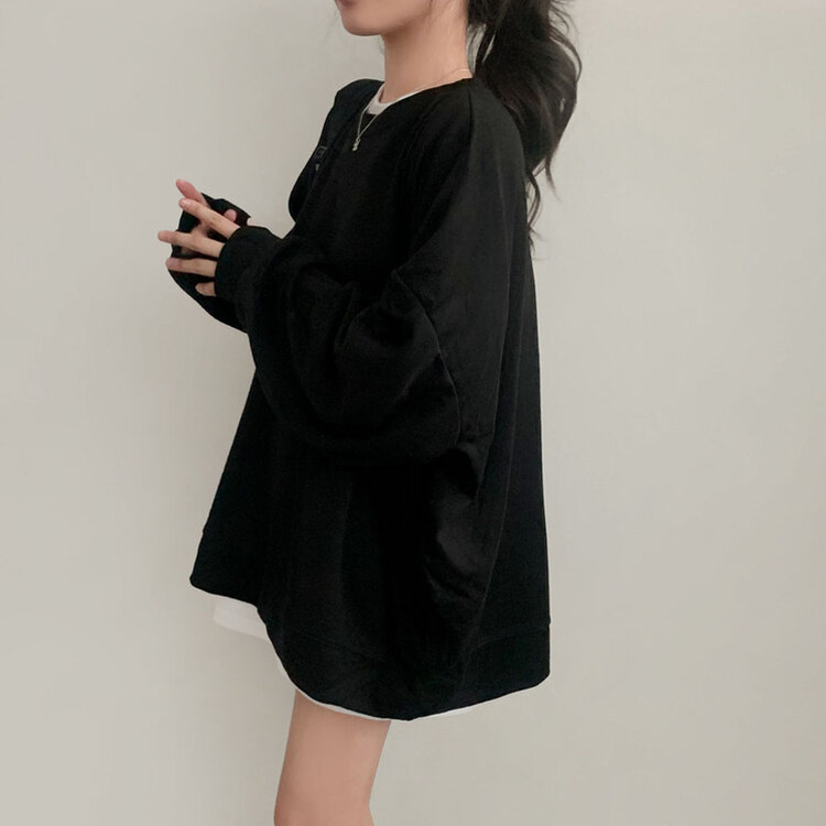 에브리데이 오버핏 무지 소프트 맨투맨 7color 블랙