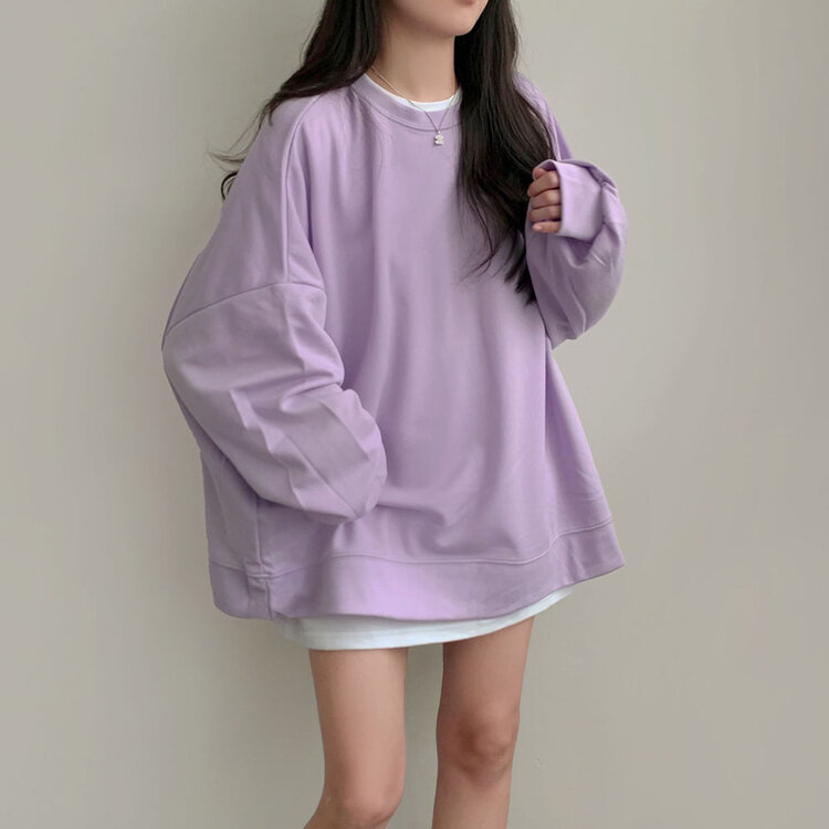 에브리데이 오버핏 무지 소프트 맨투맨 7color 퍼플