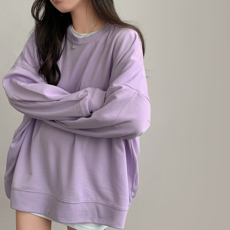 에브리데이 오버핏 무지 소프트 맨투맨 7color 퍼플