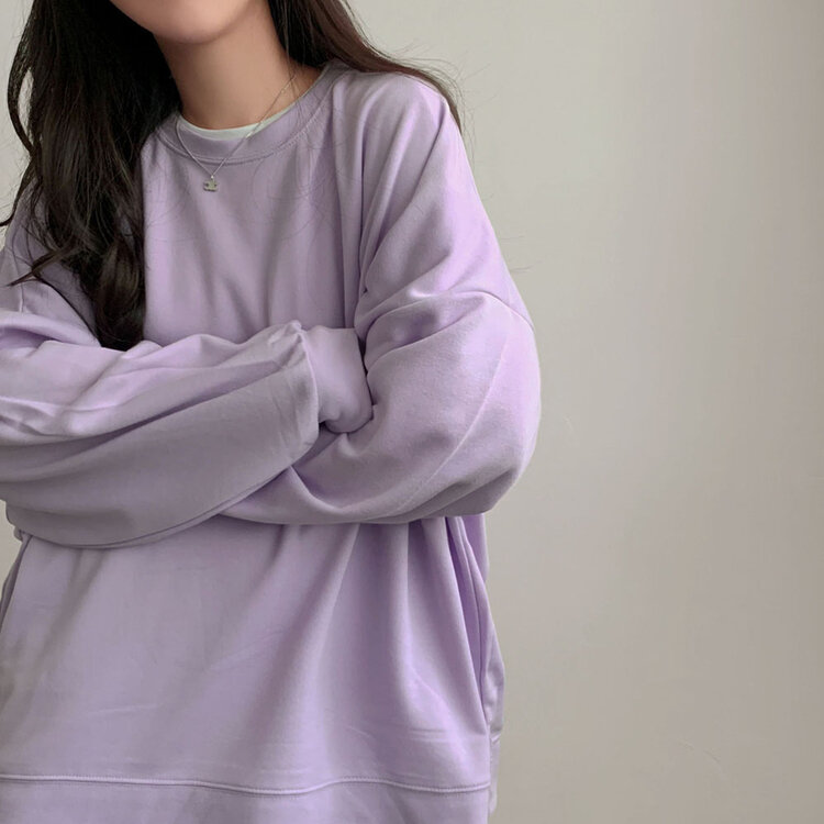 에브리데이 오버핏 무지 소프트 맨투맨 7color 퍼플