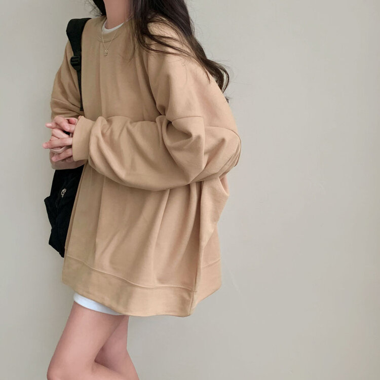 에브리데이 오버핏 무지 소프트 맨투맨 7color 베이지