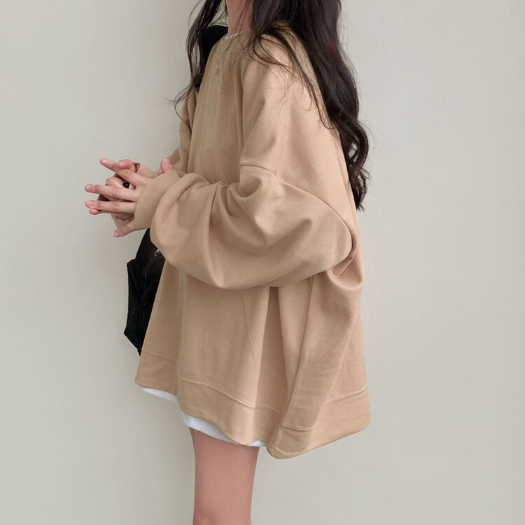 에브리데이 오버핏 무지 소프트 맨투맨 7color 베이지