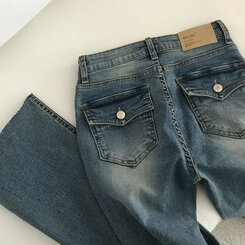 【SHORT/LONG 丈別】ローライズデニムブーツカットパンツ