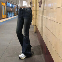 【SHORT/LONG 丈別】ローライズデニムブーツカットパンツ BLUE