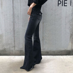 【SHORT/LONG 丈別】ローライズデニムブーツカットパンツ BLACK