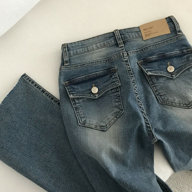 【SHORT/LONG 丈別】ローライズデニムブーツカットパンツ