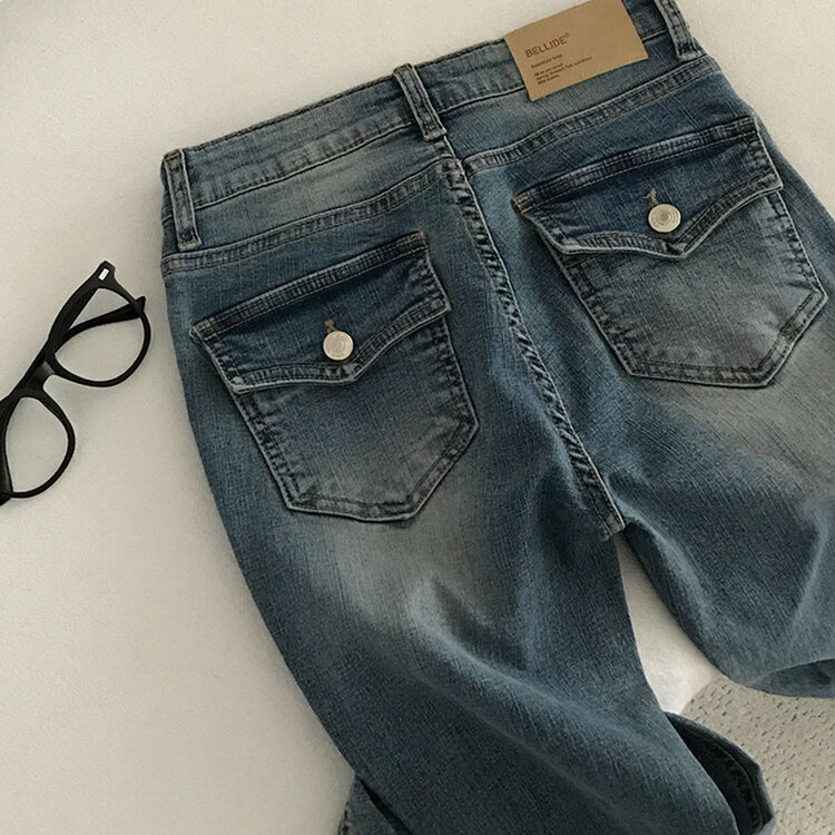 【SHORT/LONG 丈別】ローライズデニムブーツカットパンツ