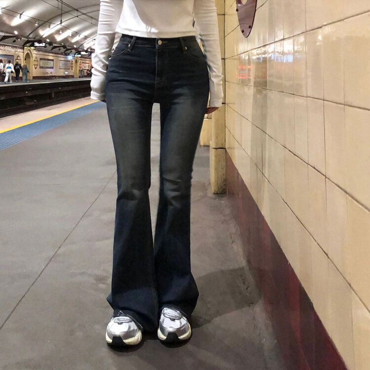 【SHORT/LONG 丈別】ローライズデニムブーツカットパンツ BLUE