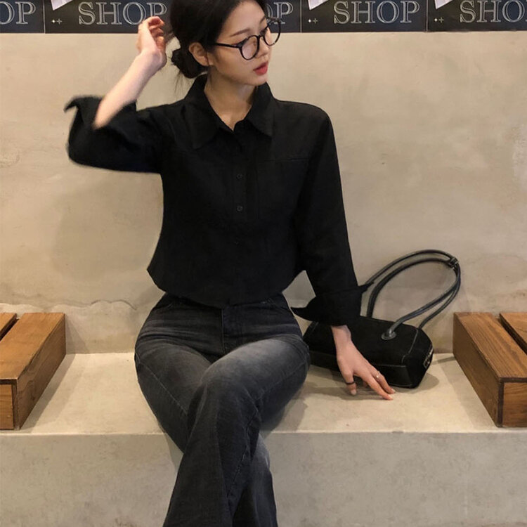 【SHORT/LONG 丈別】ローライズデニムブーツカットパンツ BLACK