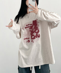 オーバーフィット長袖Tシャツ OATMEAL